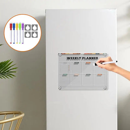 Magnetic Dry Erase Calendar & Planner Board – Reusable Fridge Whiteboard with To-Do List & Schedule Organizer