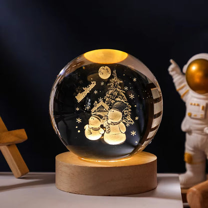 3D Crystal Planet Night Light – Laser-Engraved Solar System Globe, Astronomy Gift & Home Décor