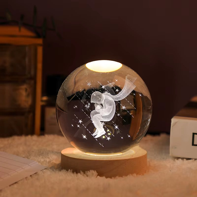 3D Crystal Planet Night Light – Laser-Engraved Solar System Globe, Astronomy Gift & Home Décor